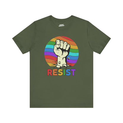 Resist Rainbow Graphic Tee | Unisex Short Sleeve T-Shirt for Activism and Pride