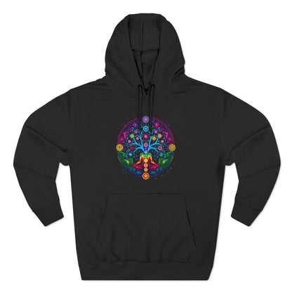 Meditative Tree Mandala Chakra Fleece Hoodie for Mindfulness & Comfort