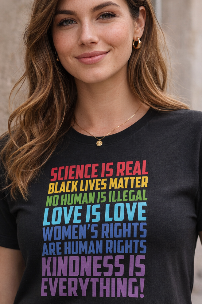 Science is Real, Black Lives Matter, No Human is Illegal