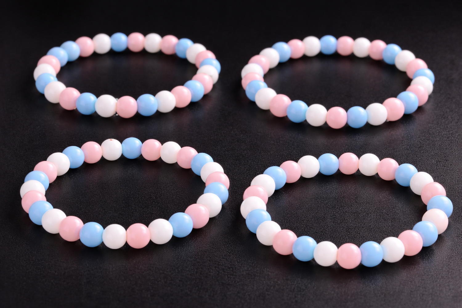 Trans Pride & Awareness Bracelet – Pink, White & Blue Natural Stone Beads