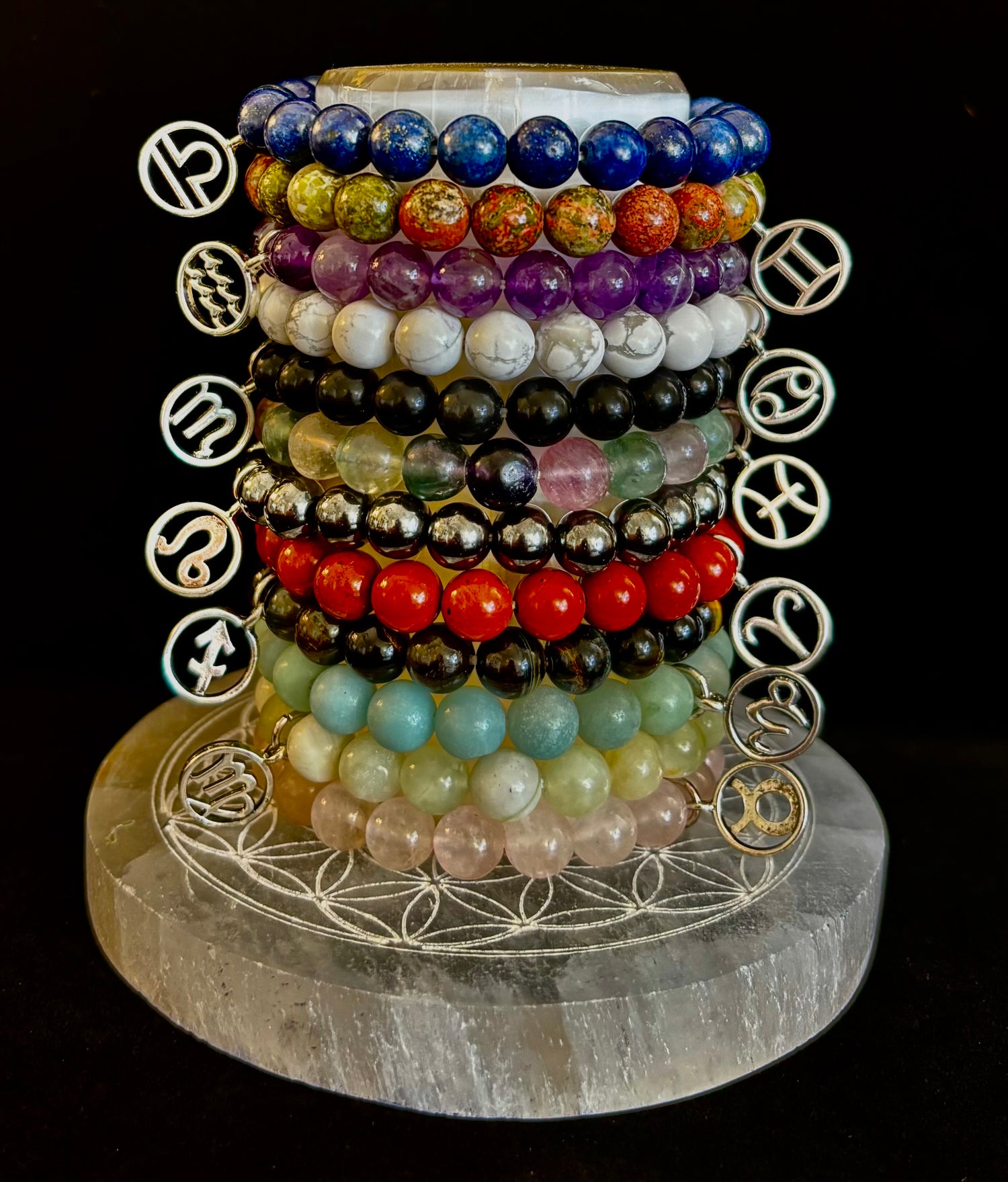 ✨ Zodiac Vibes Crystal Bracelet Collection – Wear Your Sign, Own Your Power (With Zodiac Description Card)