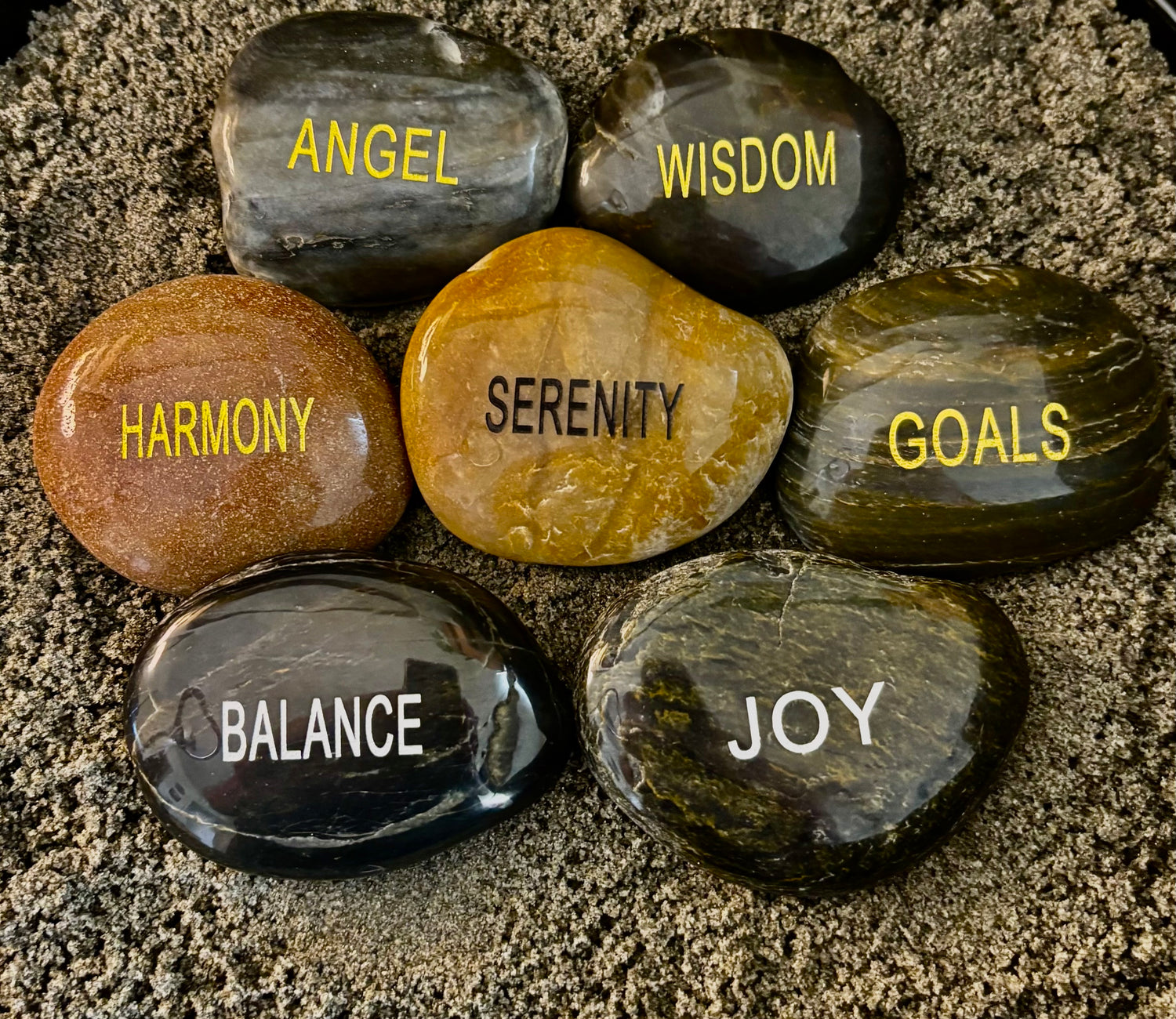 Intention Energy Stones – Engraved River Rock Collection