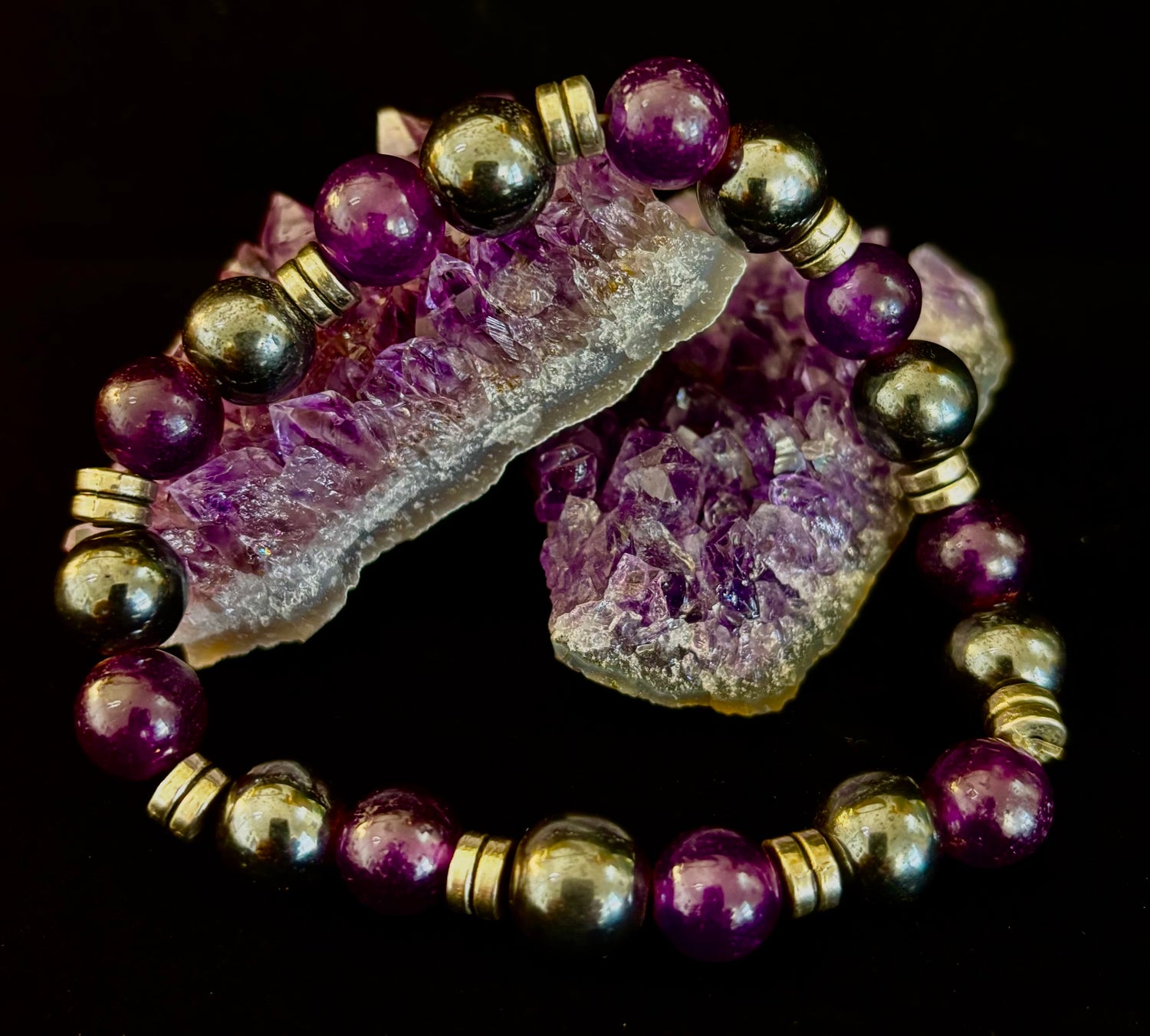 Purple Agate & Hematite Protection Bracelet – Corazon Collection 💜✨