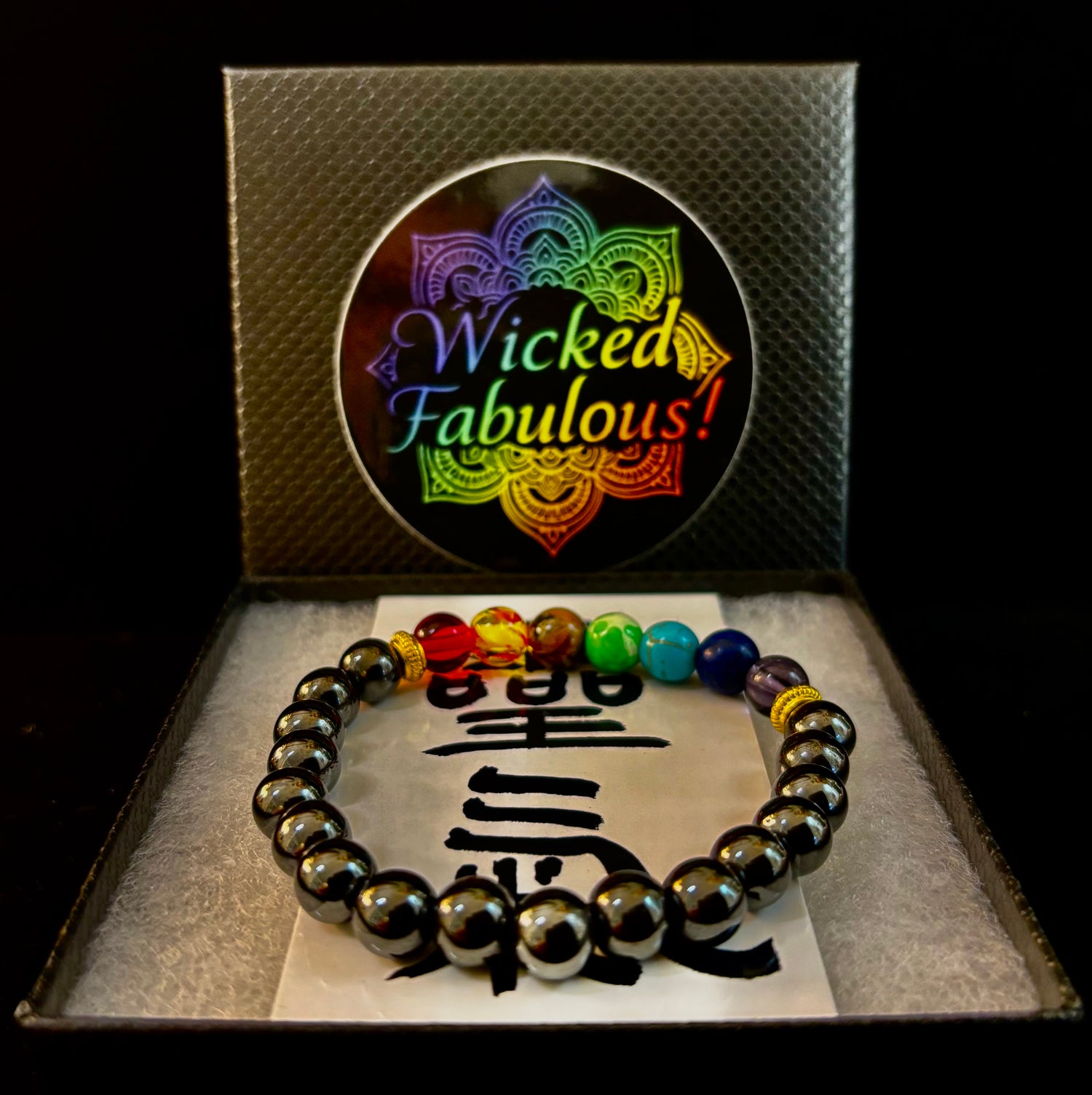 Chakra Healing Reiki-Infused Beaded Bracelet with Hematite for Full-Spectrum Balance, Grounding & Protection (Medium or Large Wrists)