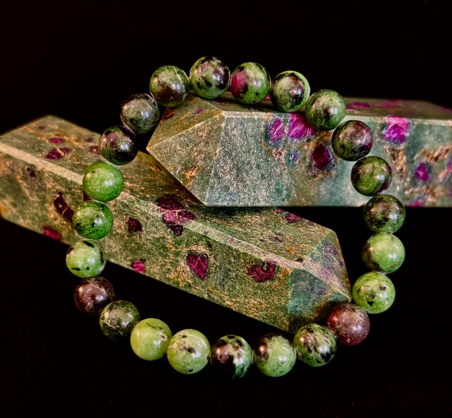 Live Fully Bracelet - Natural Ruby Zoisite | 8mm Bracelet