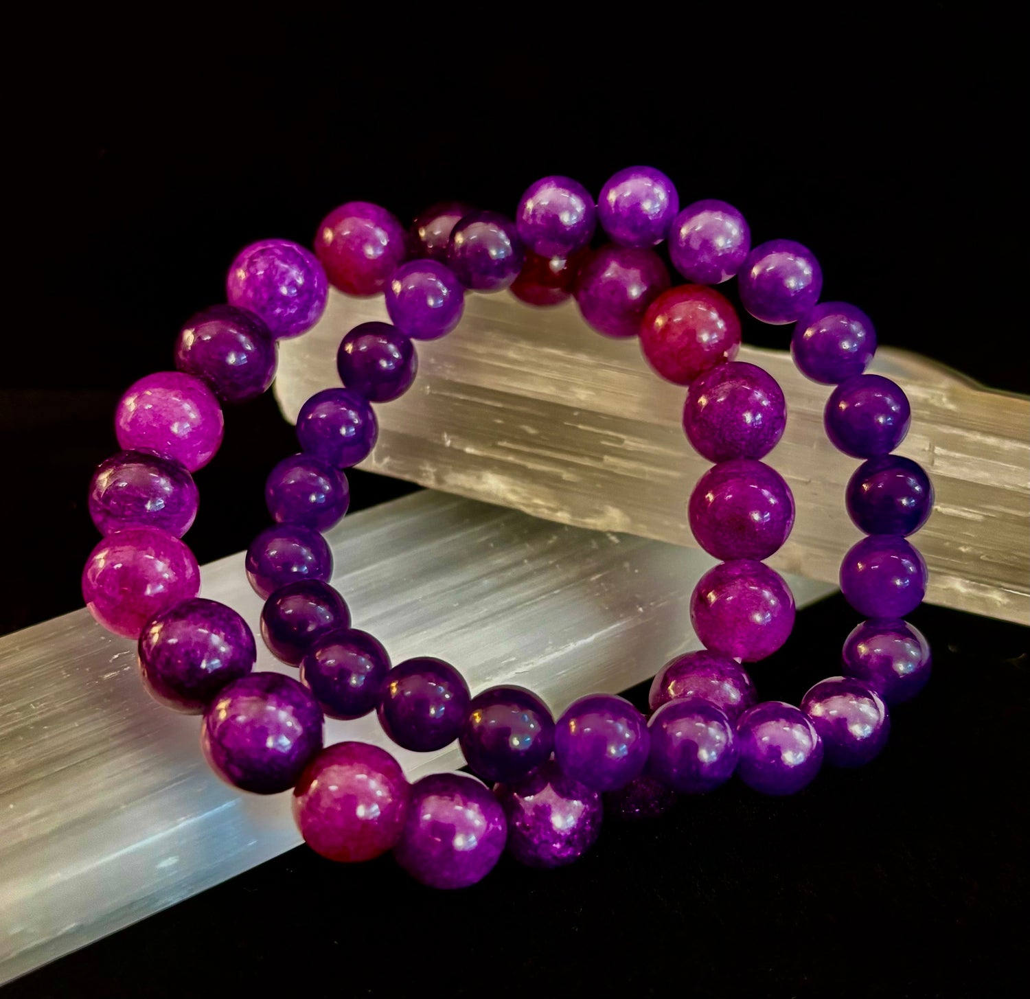 Reiki-Infused Natural Amethyst Bracelet for Inner Peace, High Intuition & Stress Relief (8mm & 10mm)