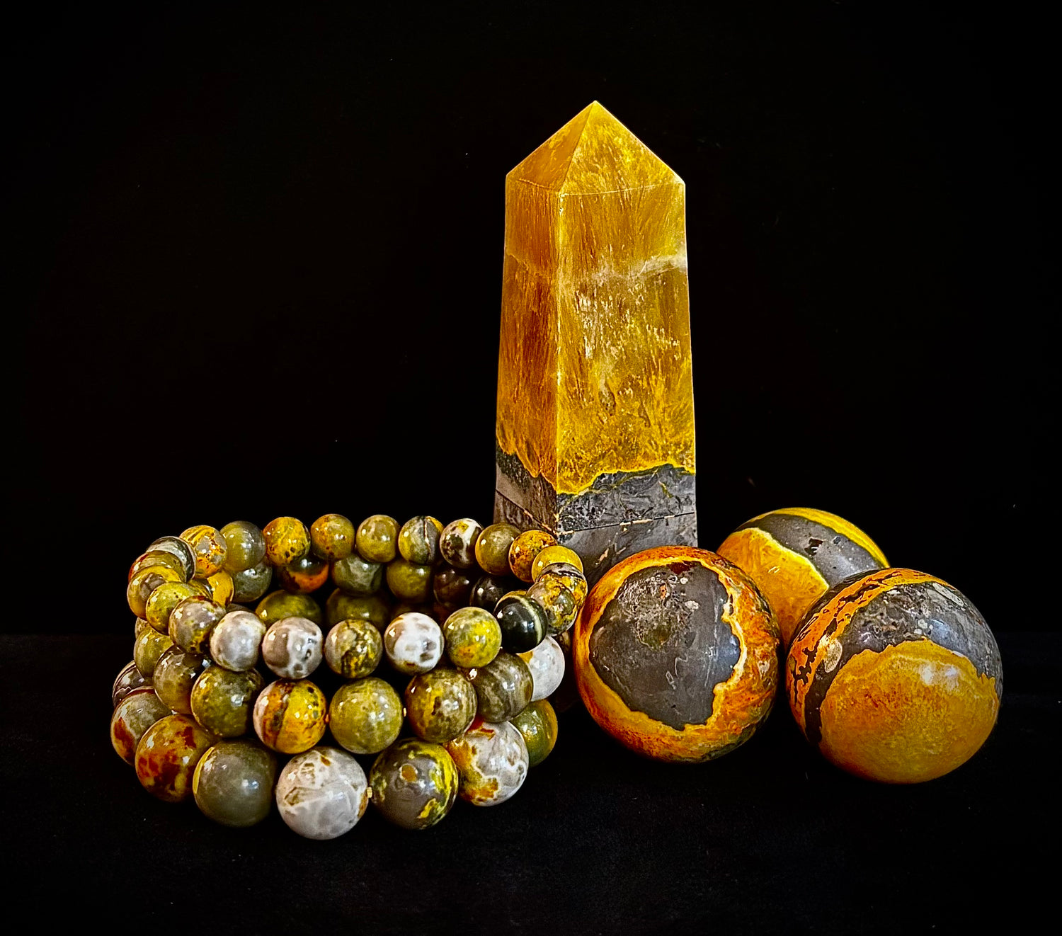 🐝 Bumble Bee Jasper Statement Bracelet – Rare Natural Gemstone | Limited Supply | Three Bead Sizes