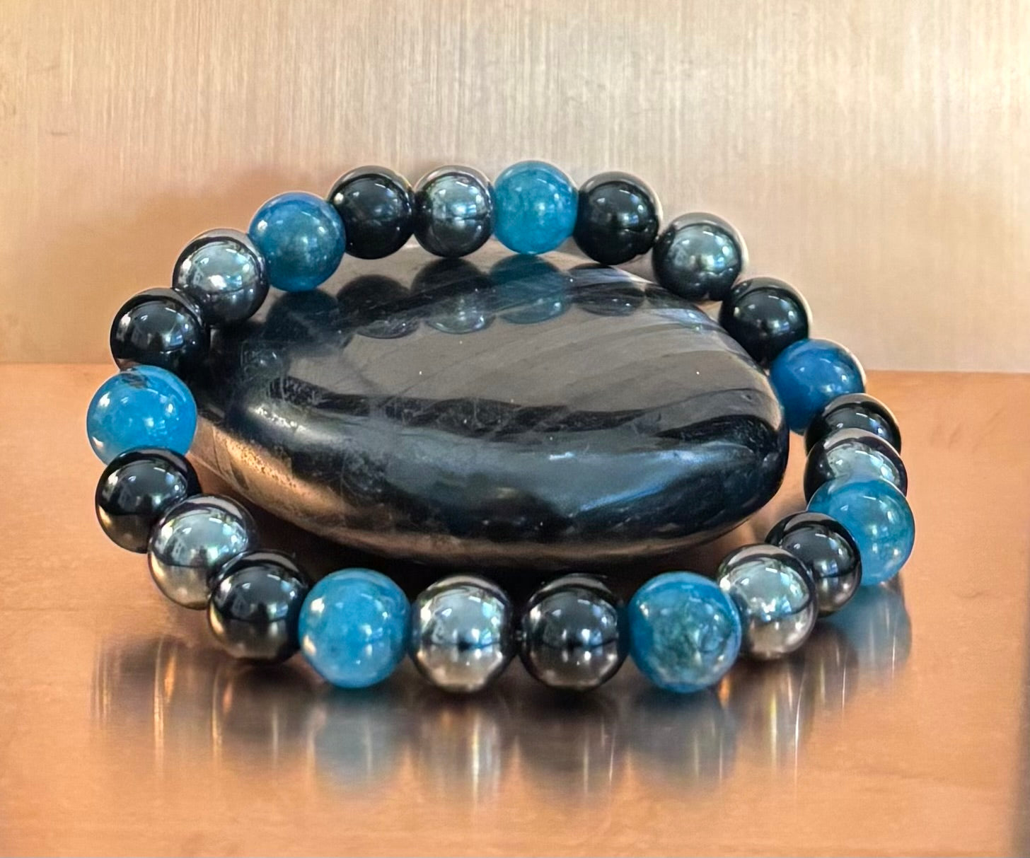 Reiki-Infused Triple Protection Bracelet for Grounding, Mental Clarity & Complete Energy Shielding (8mm)