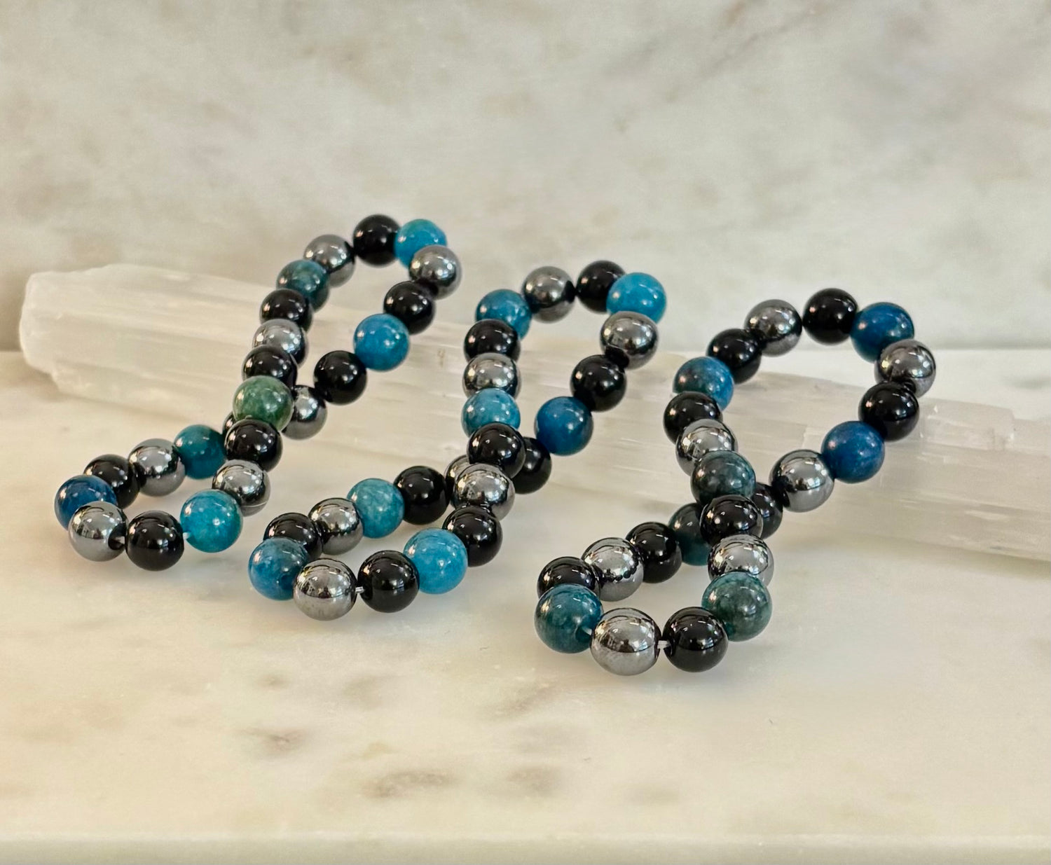 Reiki-Infused Triple Protection Bracelet for Grounding, Mental Clarity & Complete Energy Shielding (8mm)