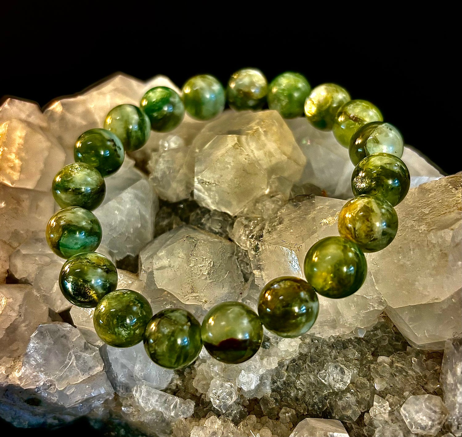 Green Lepidolite Mica Gemstone Bracelet — Peace, Heart Renewal & Emotional Balance