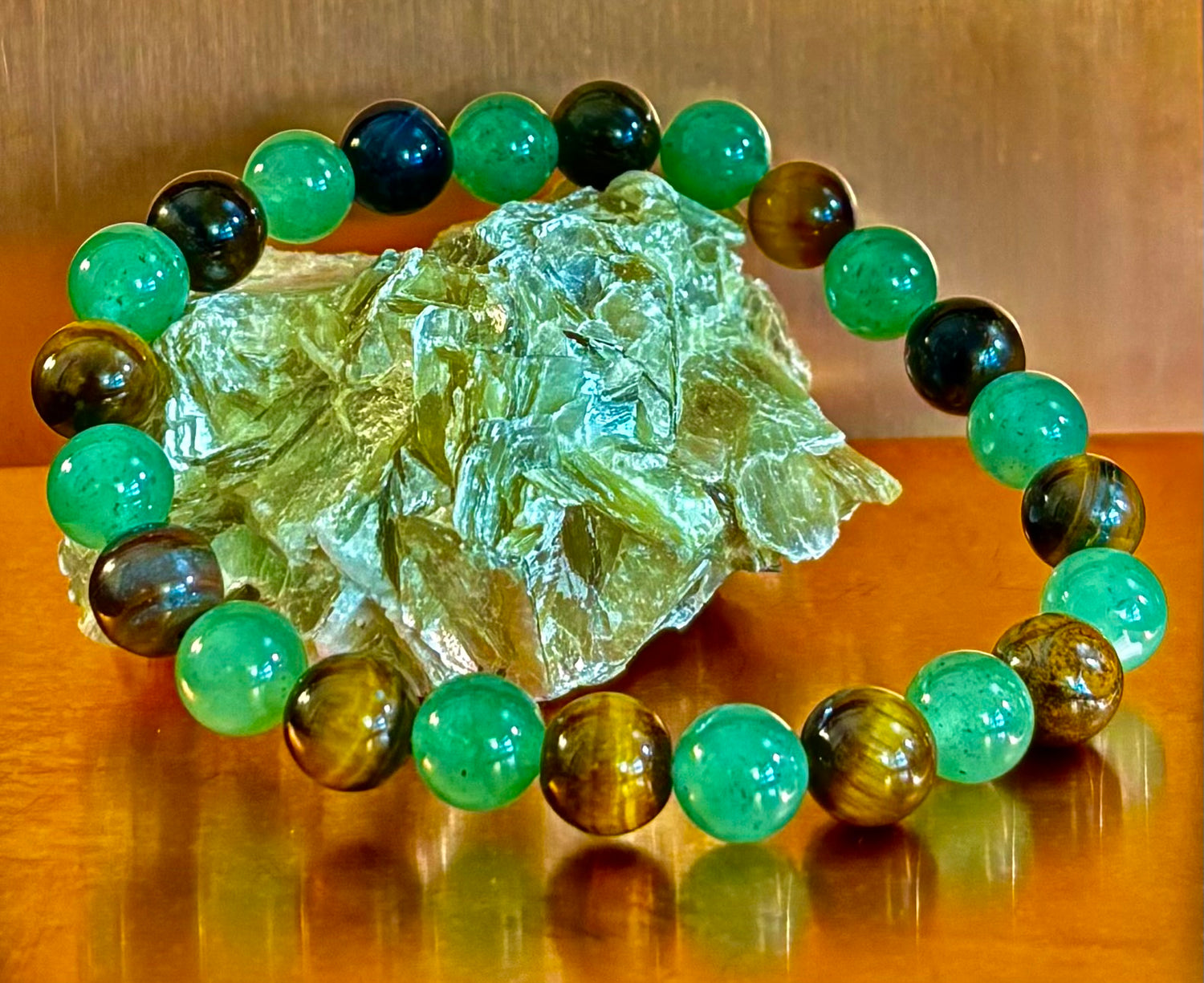 Green Aventurine & Tiger’s Eye Prosperity Bracelet – Abundance, Confidence & Luck (Medium Wrists)