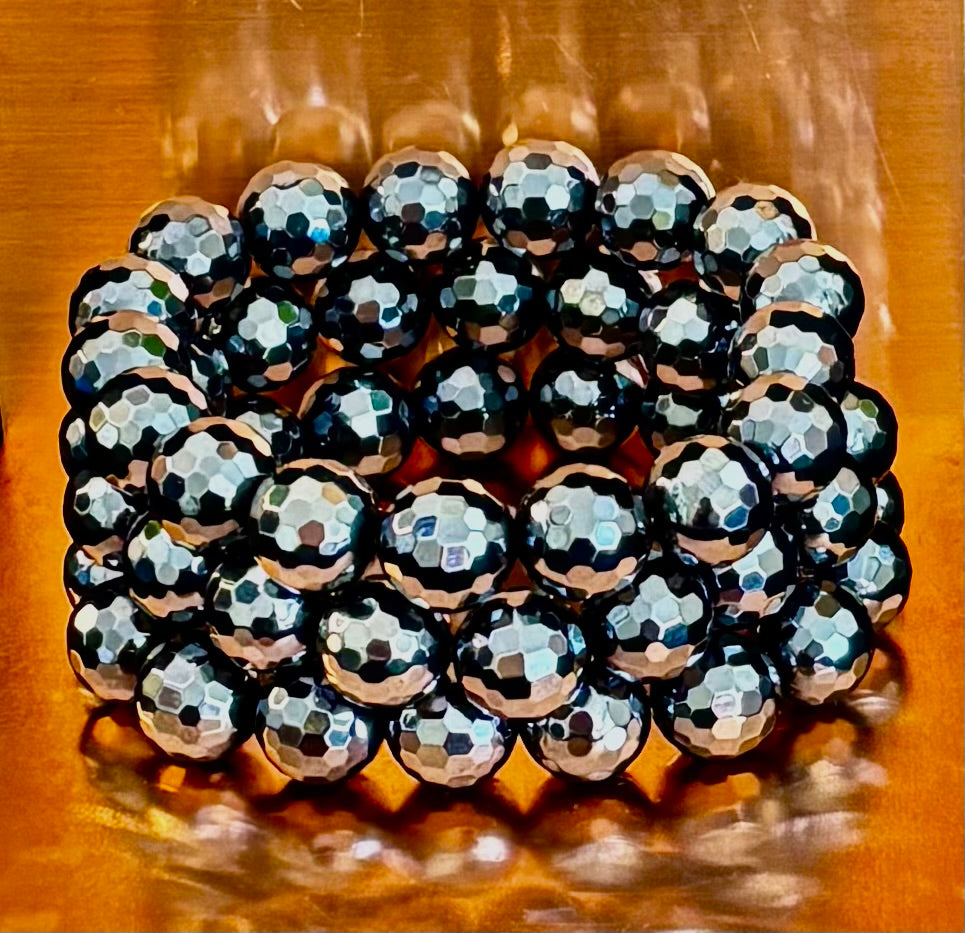 The "Studio 54" Faceted Mystic Black Onyx Glamour Bracelet