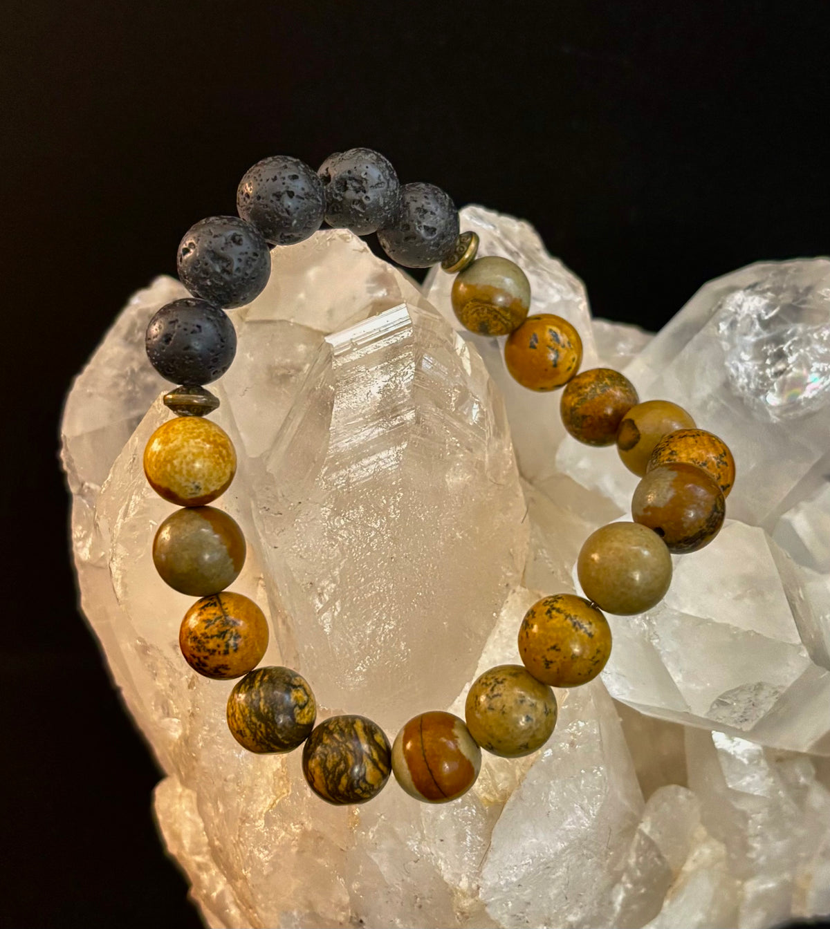 The Terra Grounding Anchor | Picture Jasper & Black Lava Essential Oil Diffuser Bracelet