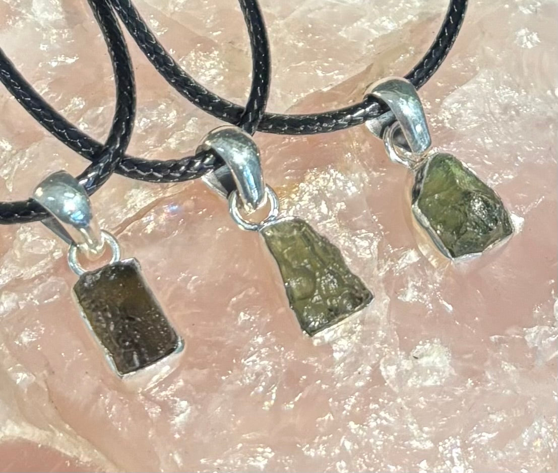 Raw Moldavite Pendant Necklace - Cosmic Transformation (Choose Your Exact Piece)