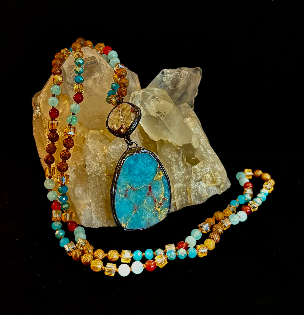 Statement Amazonite Pendant Necklace - Truth, Harmony & Calm