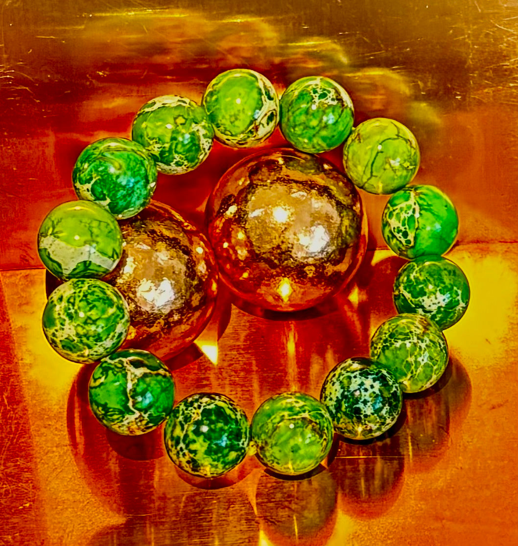 Vibrant Earth – Sea Sediment Jasper Statement Bracelet (14mm)