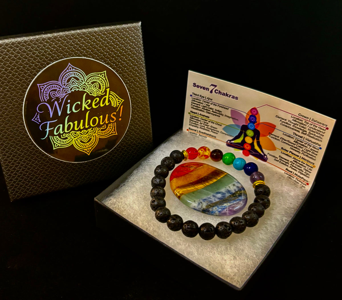 Reiki-Infused Chakra Beaded Bracelet – Volcanic Lava Rock & Natural Healing Stones