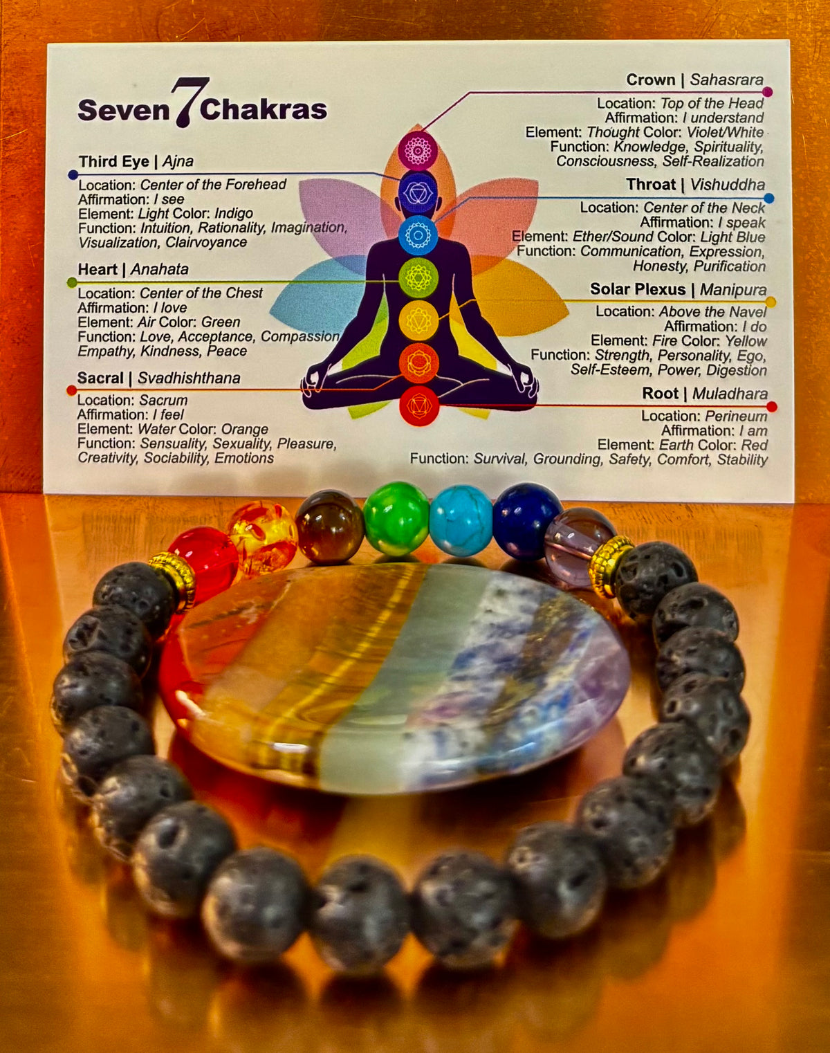 Reiki-Infused Chakra Beaded Bracelet – Volcanic Lava Rock & Natural Healing Stones