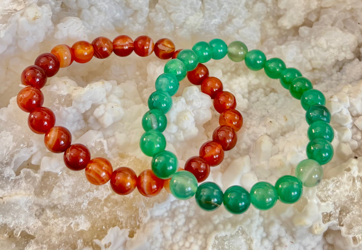 Yuletide Harmony Banded Agate Bracelet