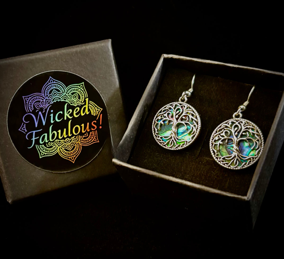 Ocean Roots: Abalone Shell Tree of Life Earrings