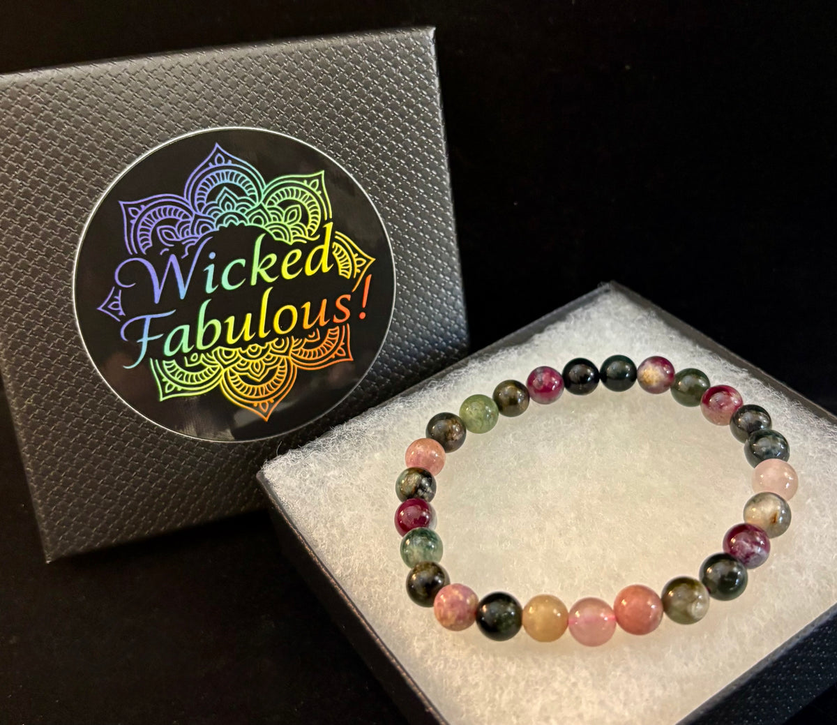 Sacred Harmony: Natural Watermelon Tourmaline 8mm Crystal Stretch Bracelet