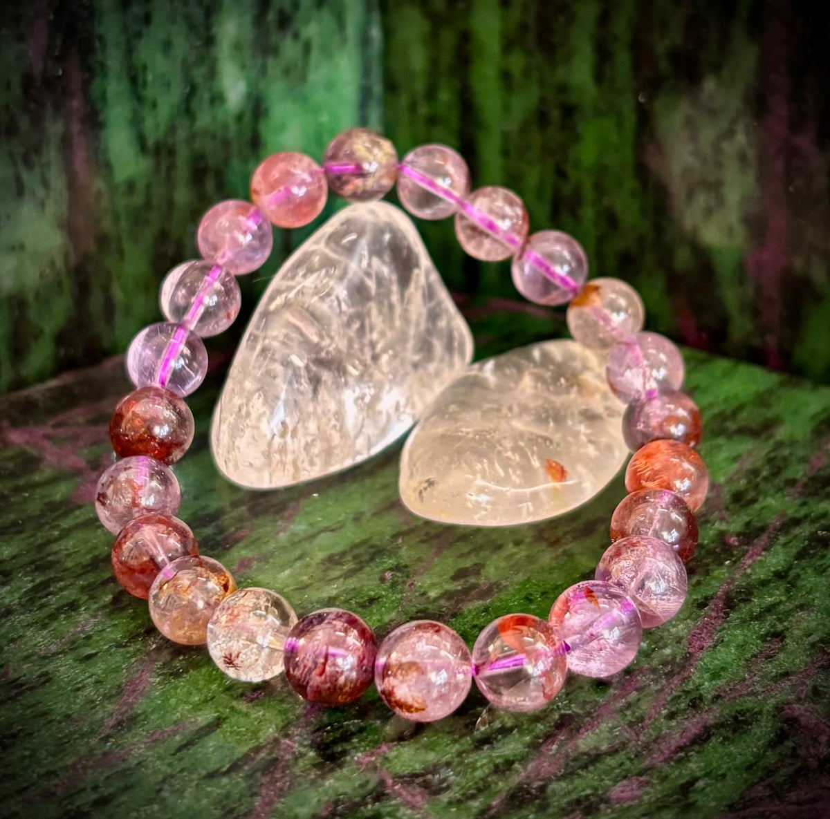 Celestial Synergy: Natural Super 7 (Sacred Seven) 8mm Crystal Stretch Bracelet