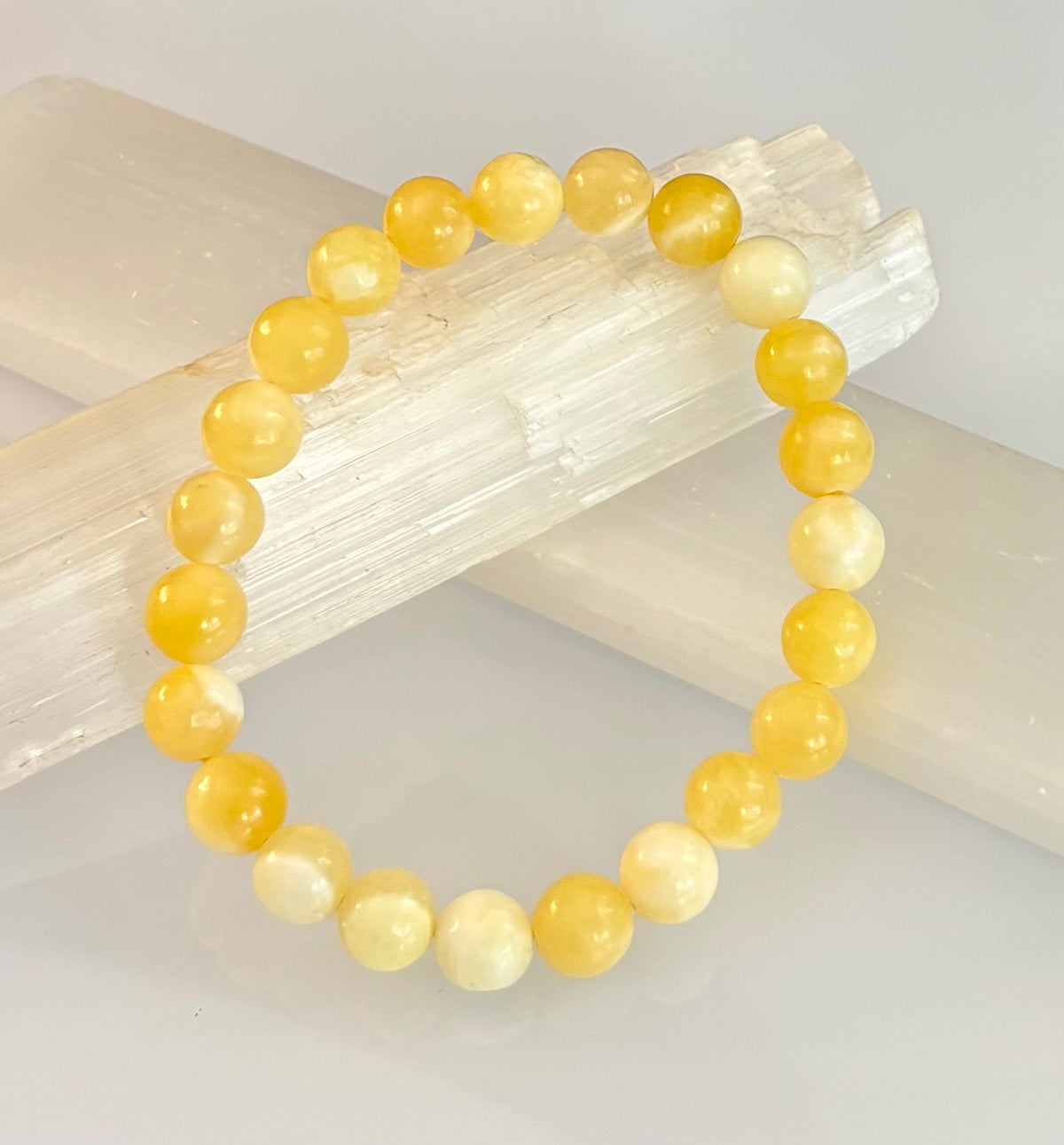 Citrus Sol: Natural Orange Calcite 8mm Crystal Stretch Bracelet