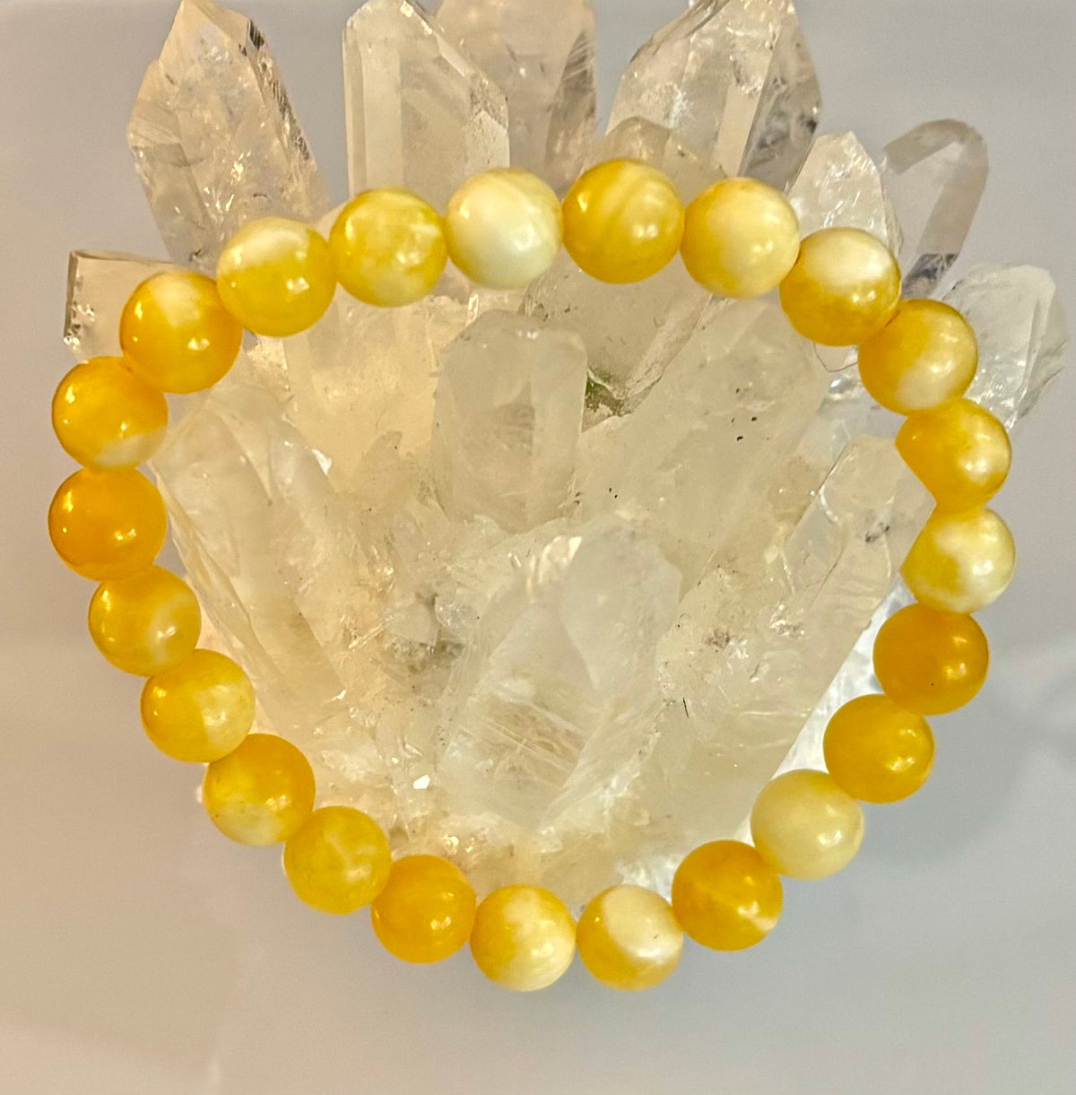 Citrus Sol: Natural Orange Calcite 8mm Crystal Stretch Bracelet