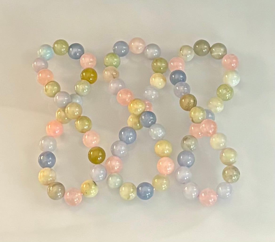 Eternal Harmony: Natural Mixed Beryl 8mm Crystal Stretch Bracelet