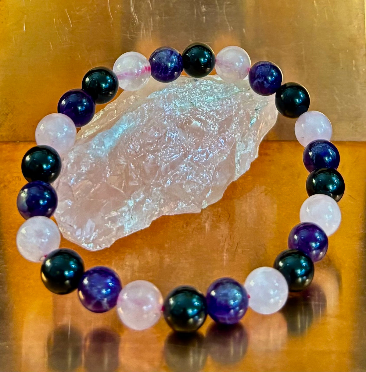 Sacred Shield: Empath Protection Natural Gemstone Stretch Bracelet