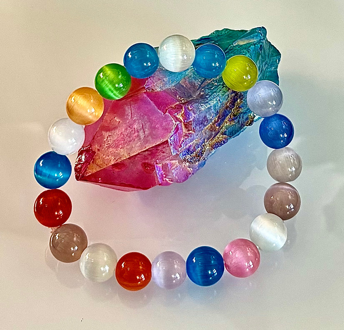 Prism Light: Multicolor Cat Eye Stretch Bracelet (10mm)