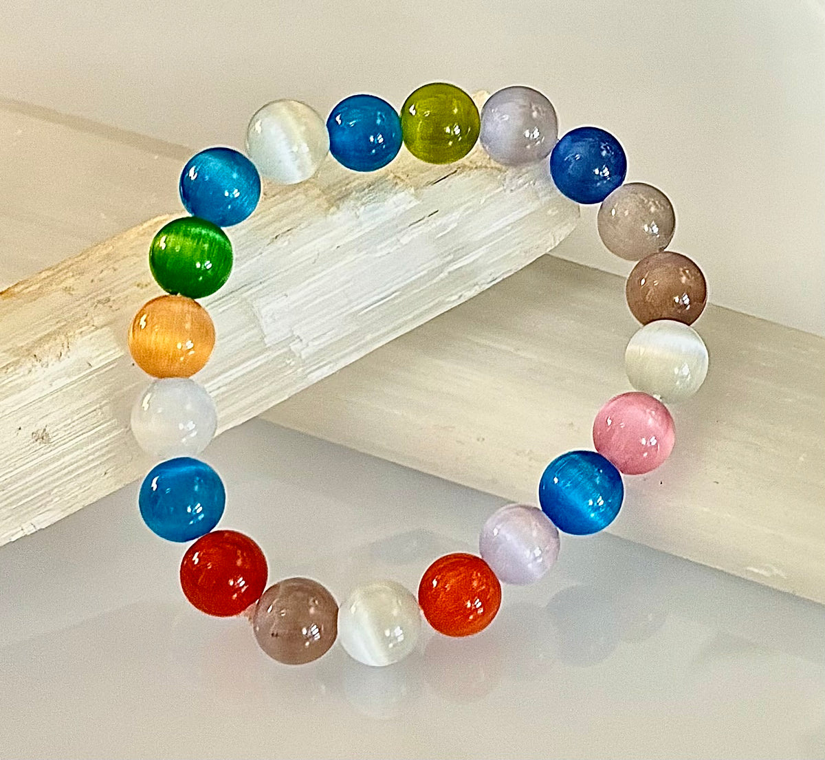 Prism Light: Multicolor Cat Eye Stretch Bracelet (10mm)