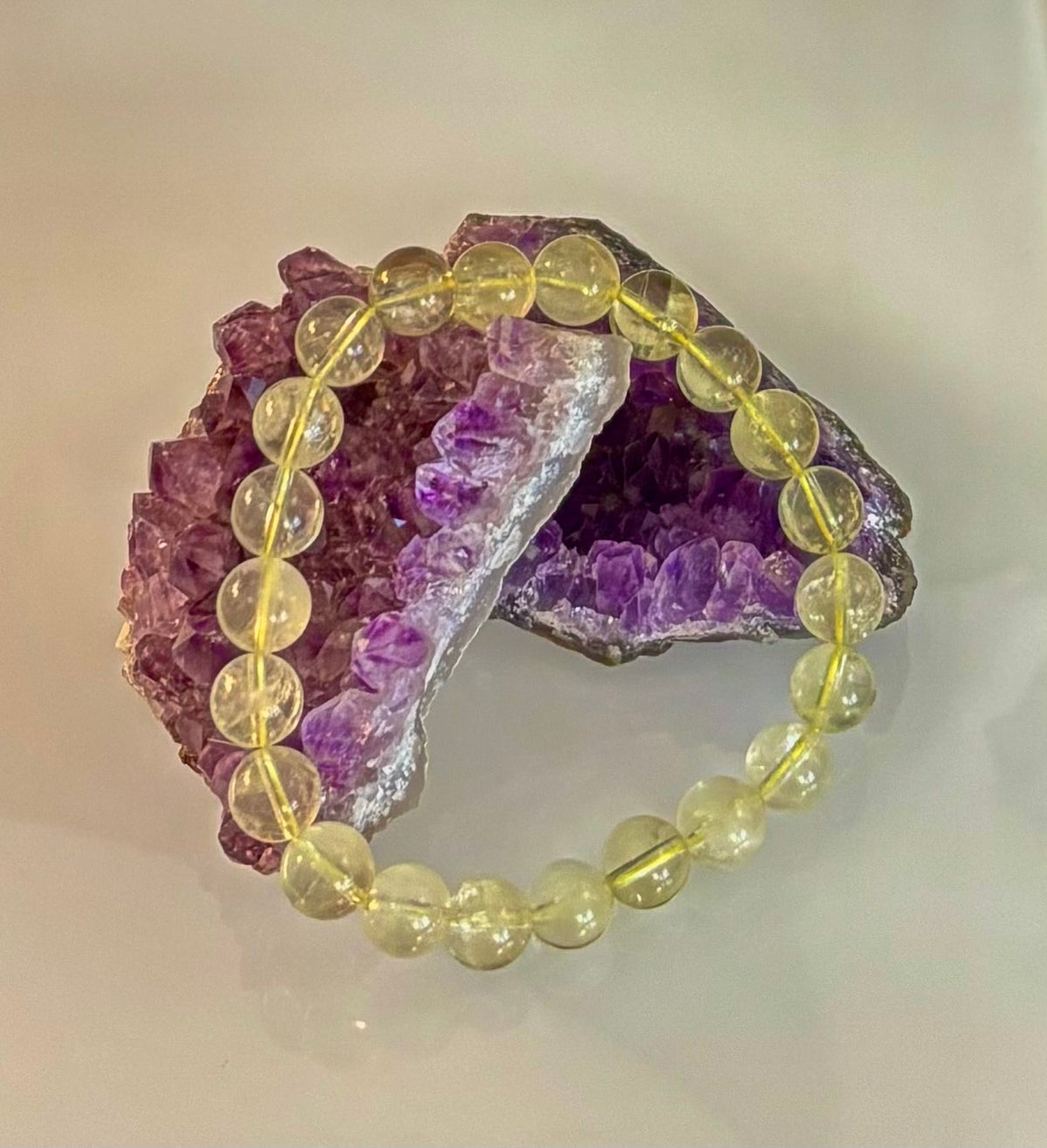 Solar Spark: Natural Lemon Quartz Gemstone Stretch Bracelet (8mm)