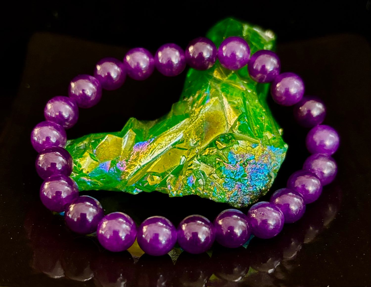 Reiki-Infused Natural Amethyst Bracelet for Inner Peace, High Intuition & Stress Relief (8mm & 10mm)
