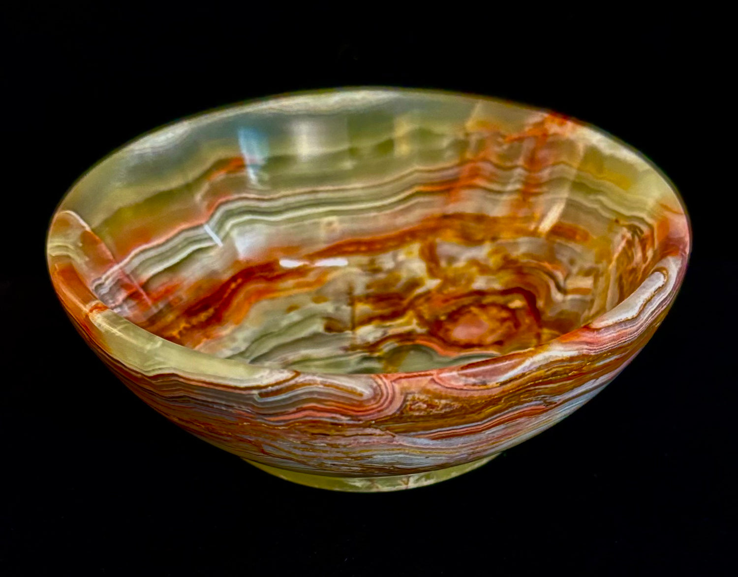 Natural Onyx Stone Bowl – 4” Hand-Carved Decorative Dish