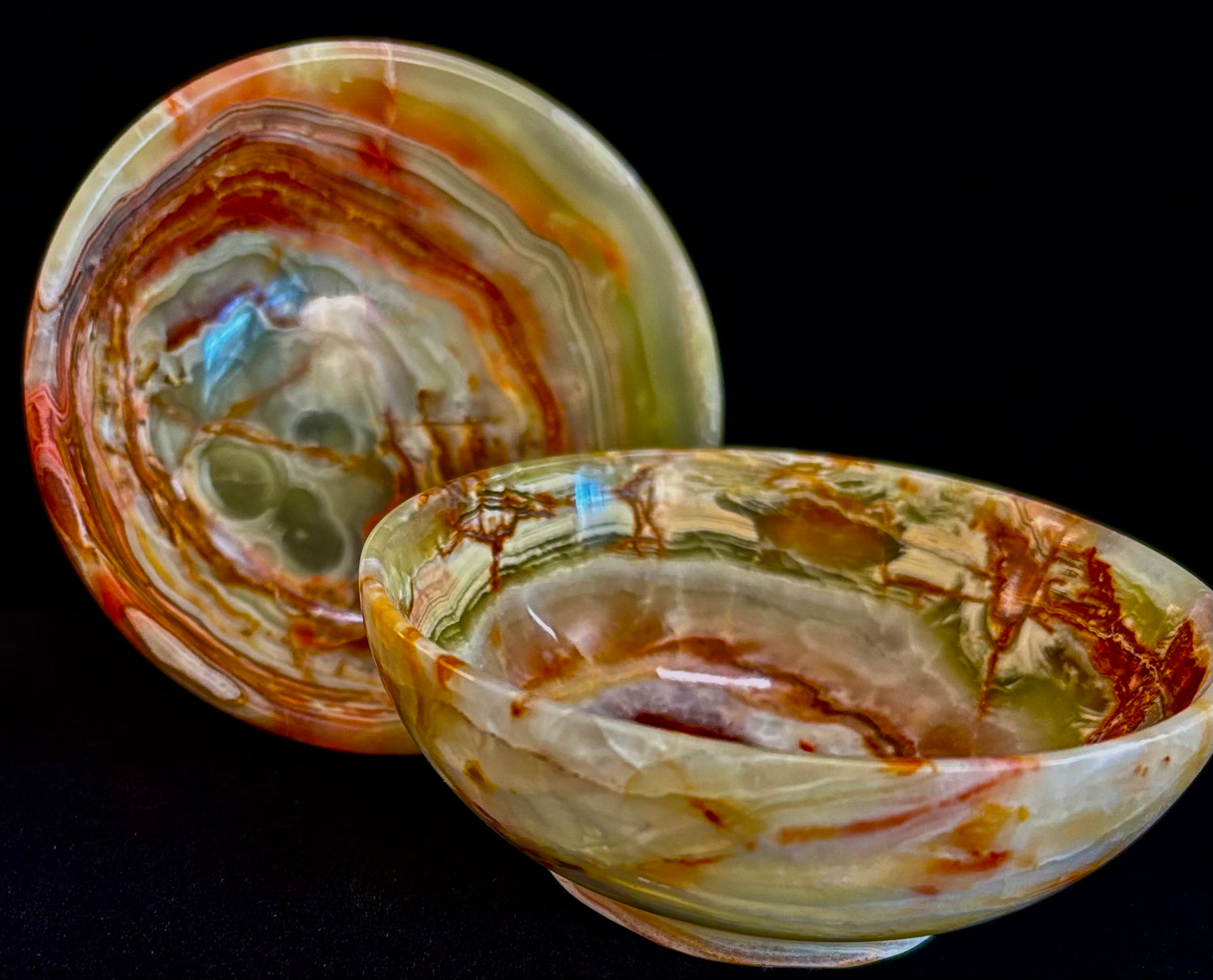 Natural Onyx Stone Bowl – 4” Hand-Carved Decorative Dish