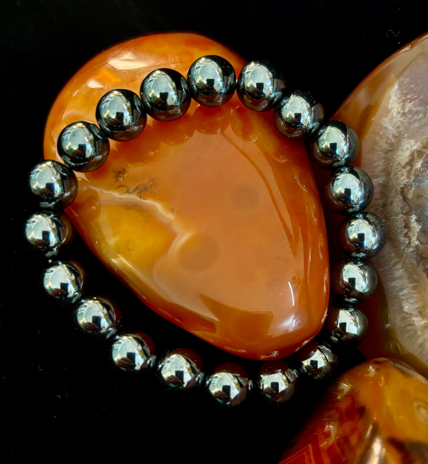 Reiki-Infused Hematite Grounding & Protection Bracelet for Root Chakra Stability, Focus & Energetic Shielding (6mm, 8mm & 10mm)