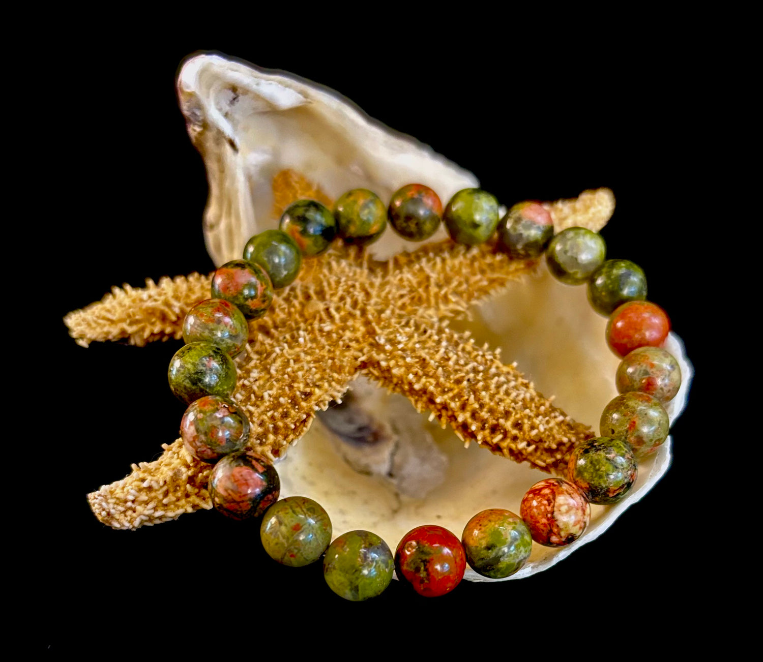Unakite Heart Balance Bracelet – 8mm Reiki-Infused Healing & Harmony Gemstone (Medium Fit)