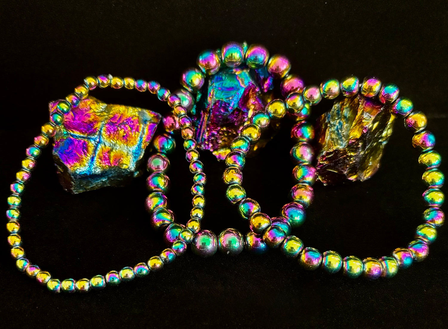 Rainbow Hematite Aura Energy Bracelet – Small Wrist Fit