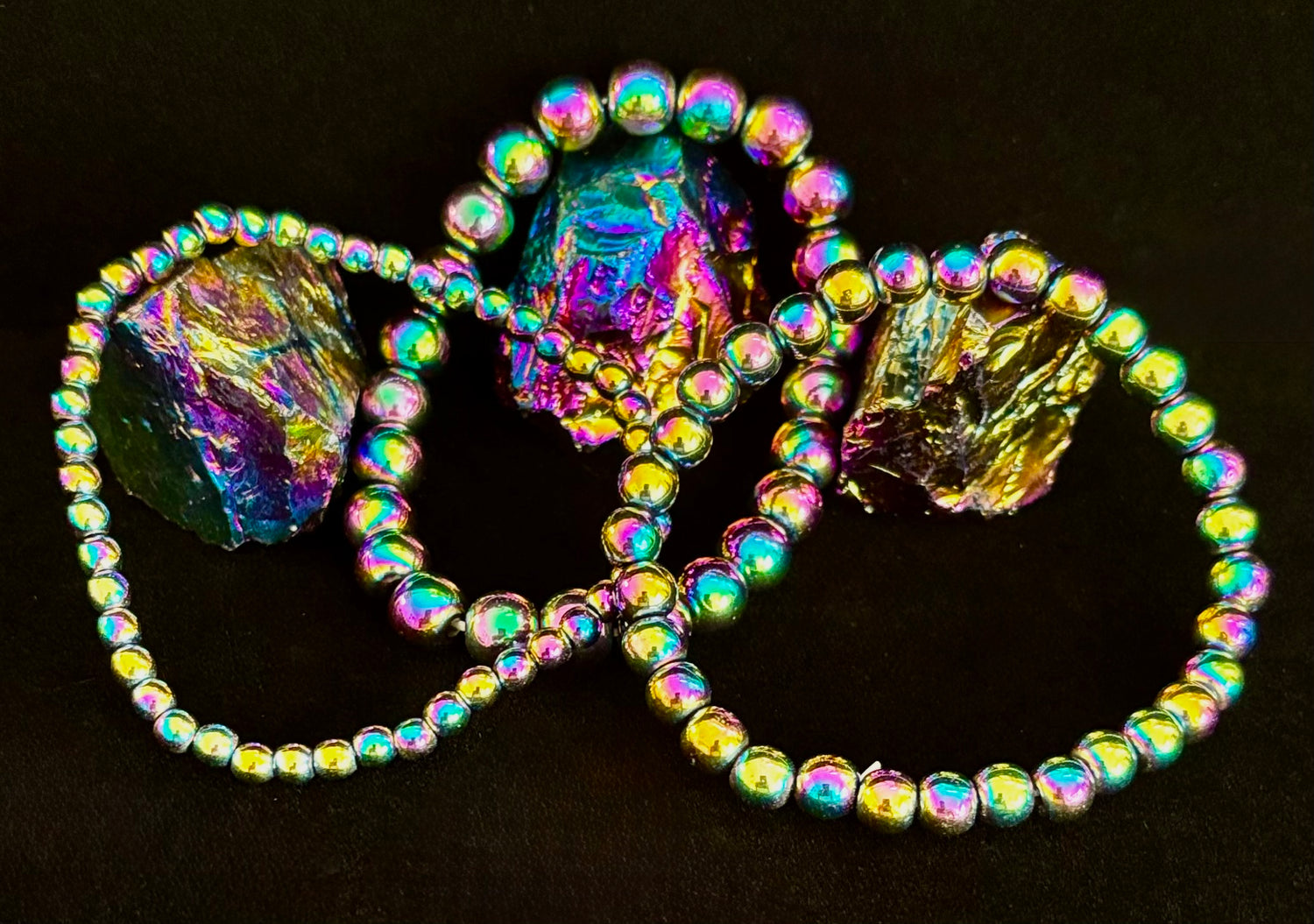 Rainbow Hematite Aura Energy Bracelet – Small Wrist Fit