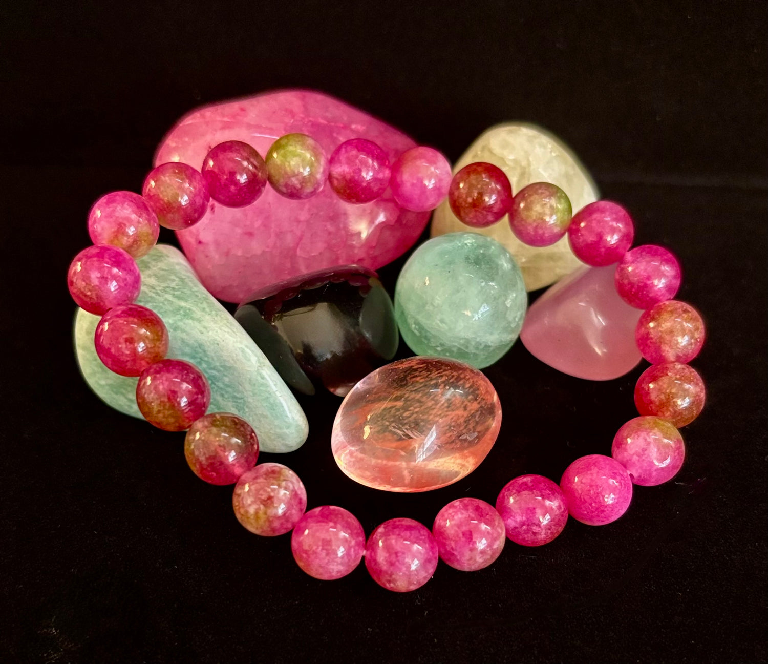Watermelon Crystal Beaded Bracelet – Joyful Energy & Heart Healing 🍉✨