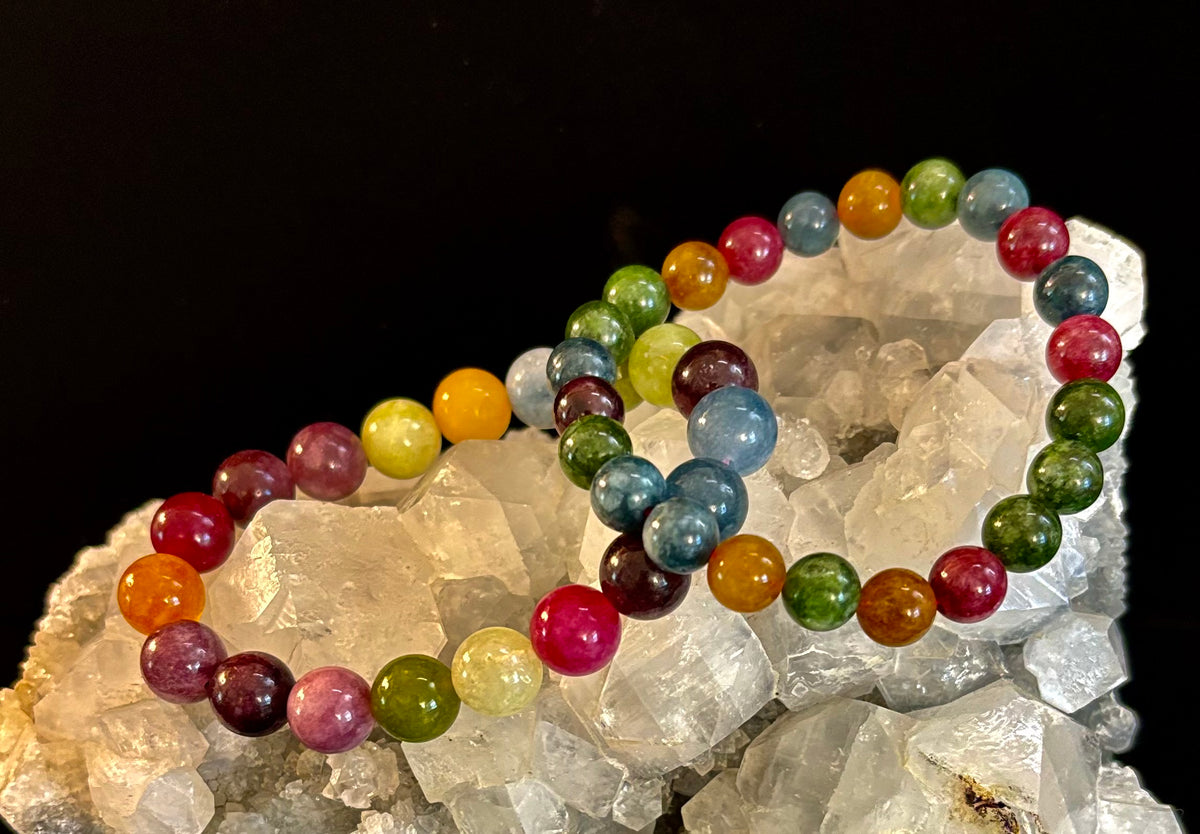 Reiki-Infused Natural Multicolor Tourmaline Bracelet for Chakra Balance, Protection & Emotional Harmony (8mm & 10mm)