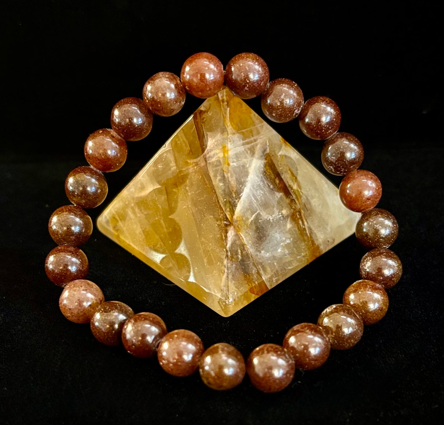 🍓 Dark Strawberry Quartz Bracelet – 8mm Beads, Medium Wrists