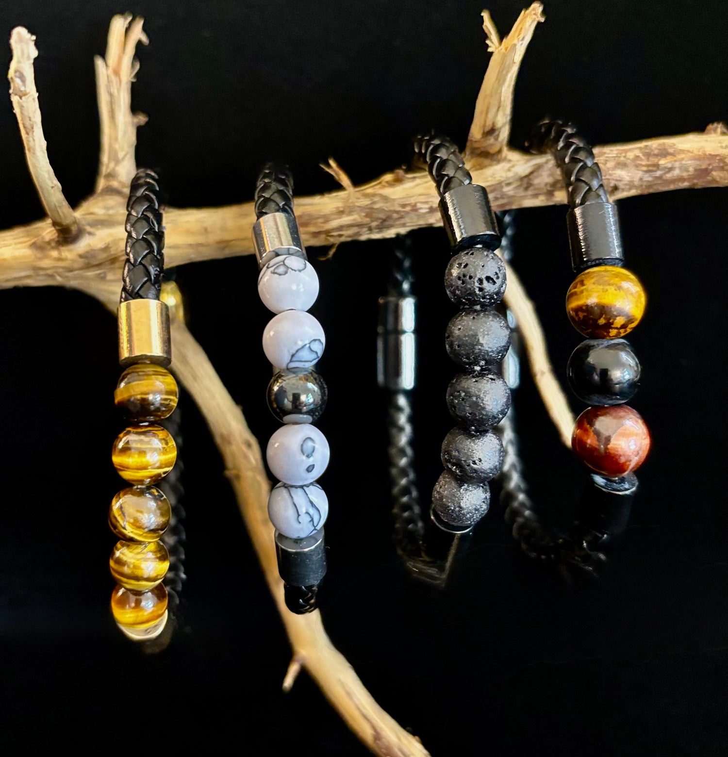 Men’s Magnetic Buckle Braided Bracelet – 4 Unique Styles - Medium Wrists or Large Wrists
