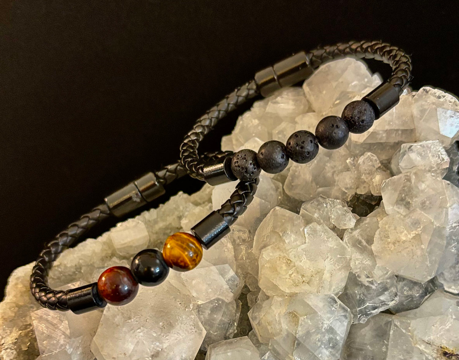 Men’s Magnetic Buckle Braided Bracelet – 4 Unique Styles - Medium Wrists or Large Wrists