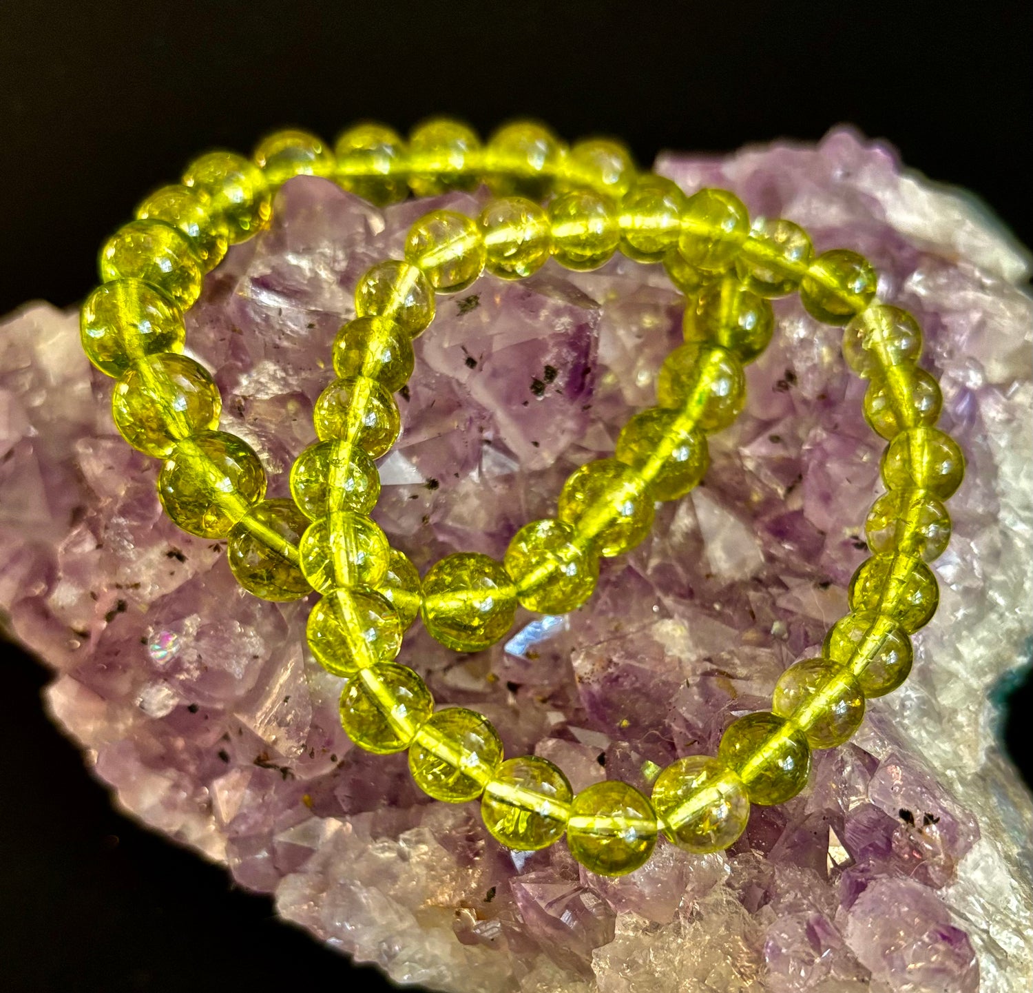 Reiki-Infused Natural Green Peridot Bracelet for Abundance, Heart Chakra Renewal & Fresh Beginnings (8mm & 10mm)