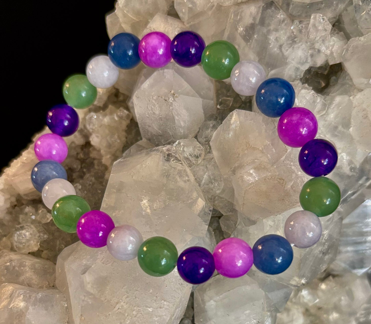 Cosmic Skittles Bracelet – 8mm Rainbow Energy for Balance, Strength & Healing (Small to Medium Wrists)