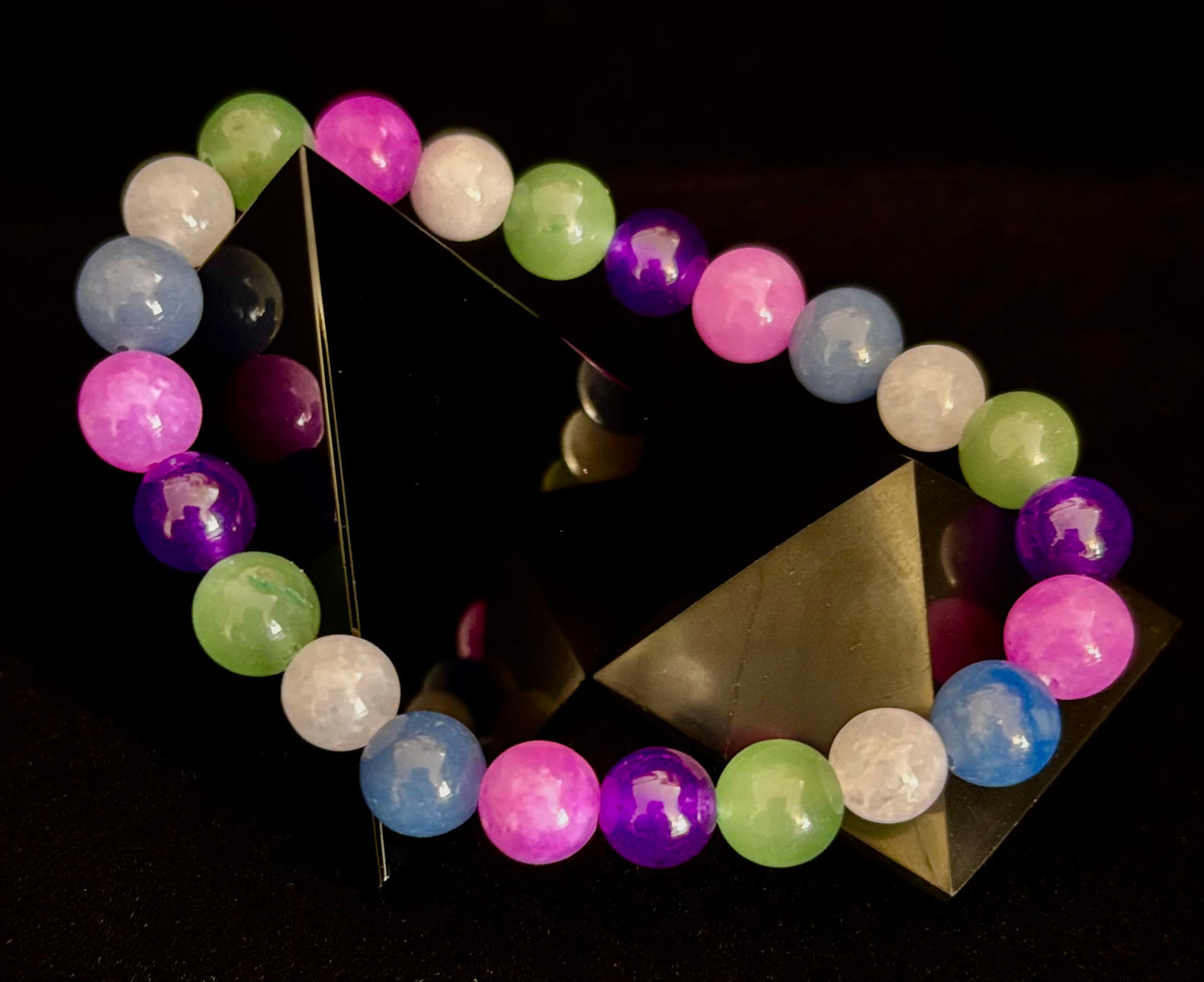 Cosmic Skittles Bracelet – 8mm Rainbow Energy for Balance, Strength & Healing (Small to Medium Wrists)