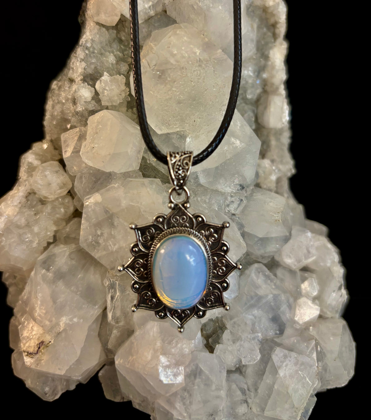 Bohemian Sunflower Moonstone Pendant Necklace