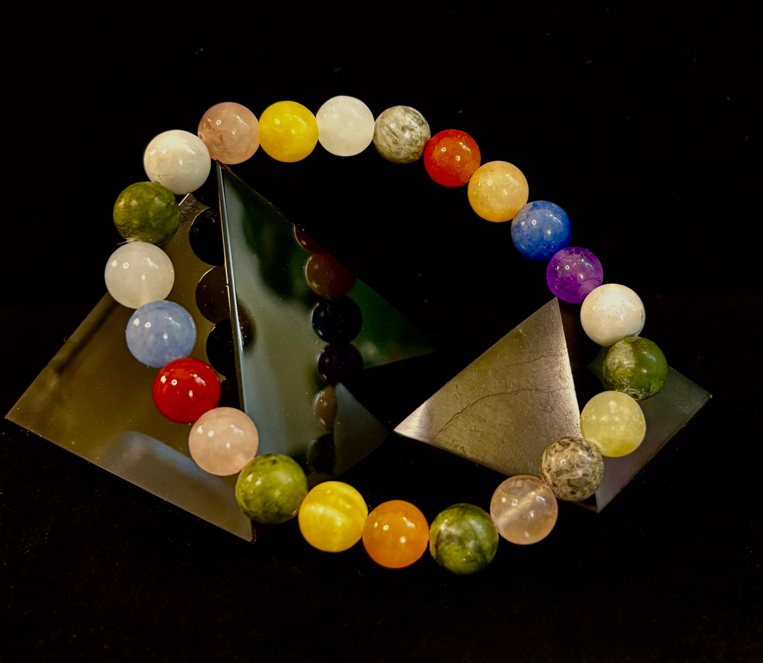 Rainbow Harmony Natural Stone Bracelet – 8mm (Medium Wrists)